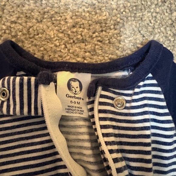 Gerber Navy and White Striped Footie - Picture 2 of 3